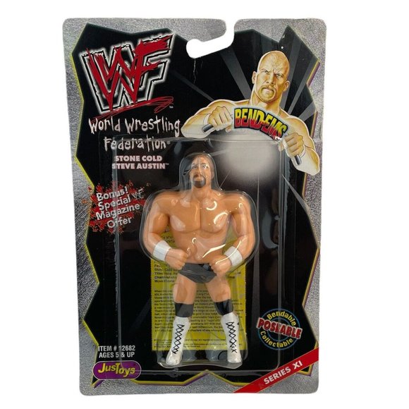 WWF Stone Cold Steve Austin Bendems #12682 JusToys 1999 SERIES XI poseable - Picture 1 of 6